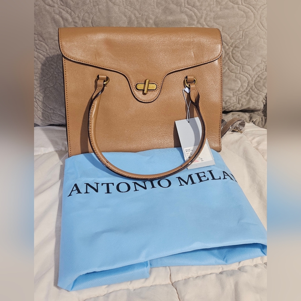 ANTONIO MELANI Camel Satchel Bag